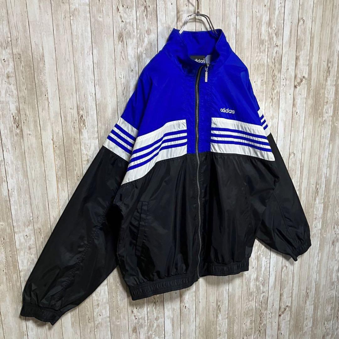 463【90s-00s】adidas ナイロンジャケット　マルチカラー　刺繍L
