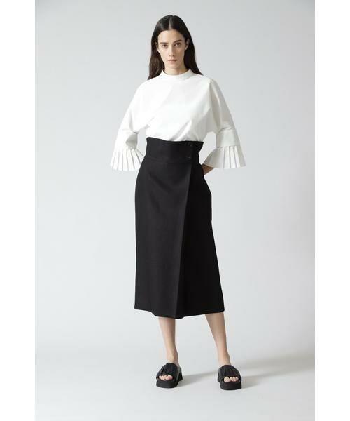 ADORE バックジョーゼット麻スカート リネン ラップ ハイウエスト 黒 38