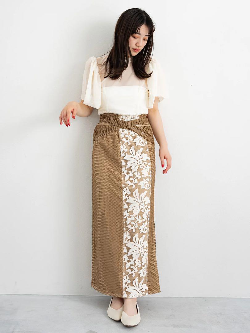 スカート euw multi mesh skirt brown