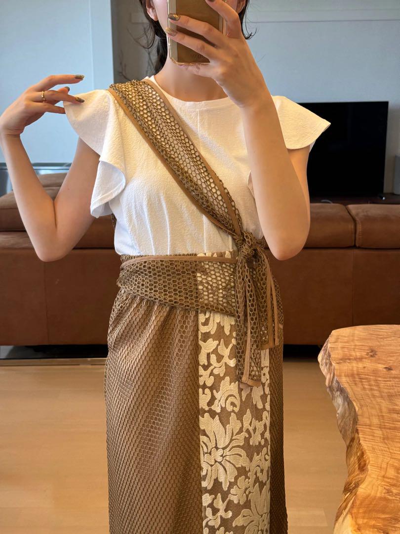 スカート euw multi mesh skirt brown