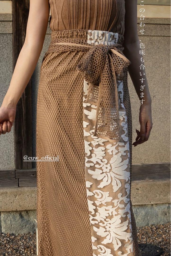 スカート euw multi mesh skirt brown