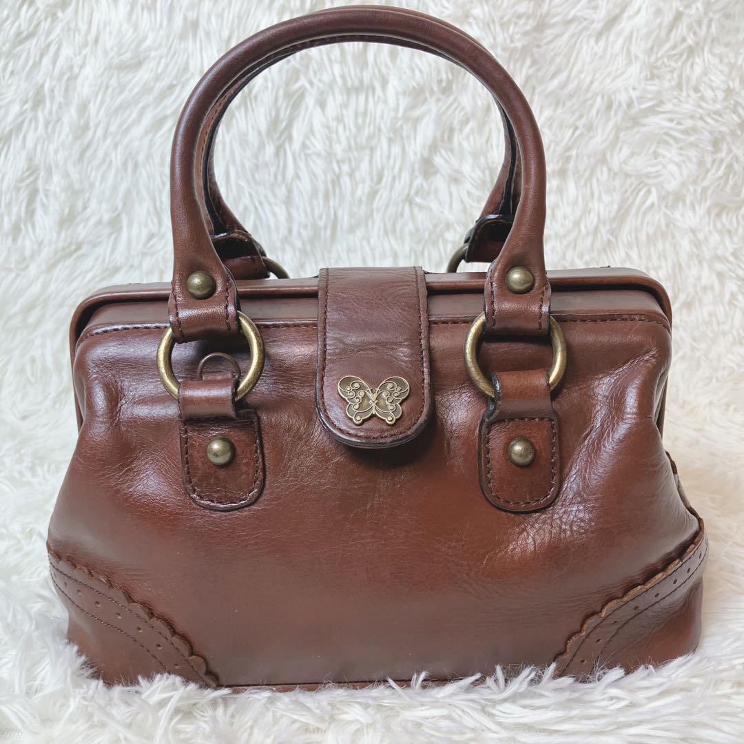 美品✨ANNA SUI ドクターズバッグ 2way レザー バタフライ ブラウン