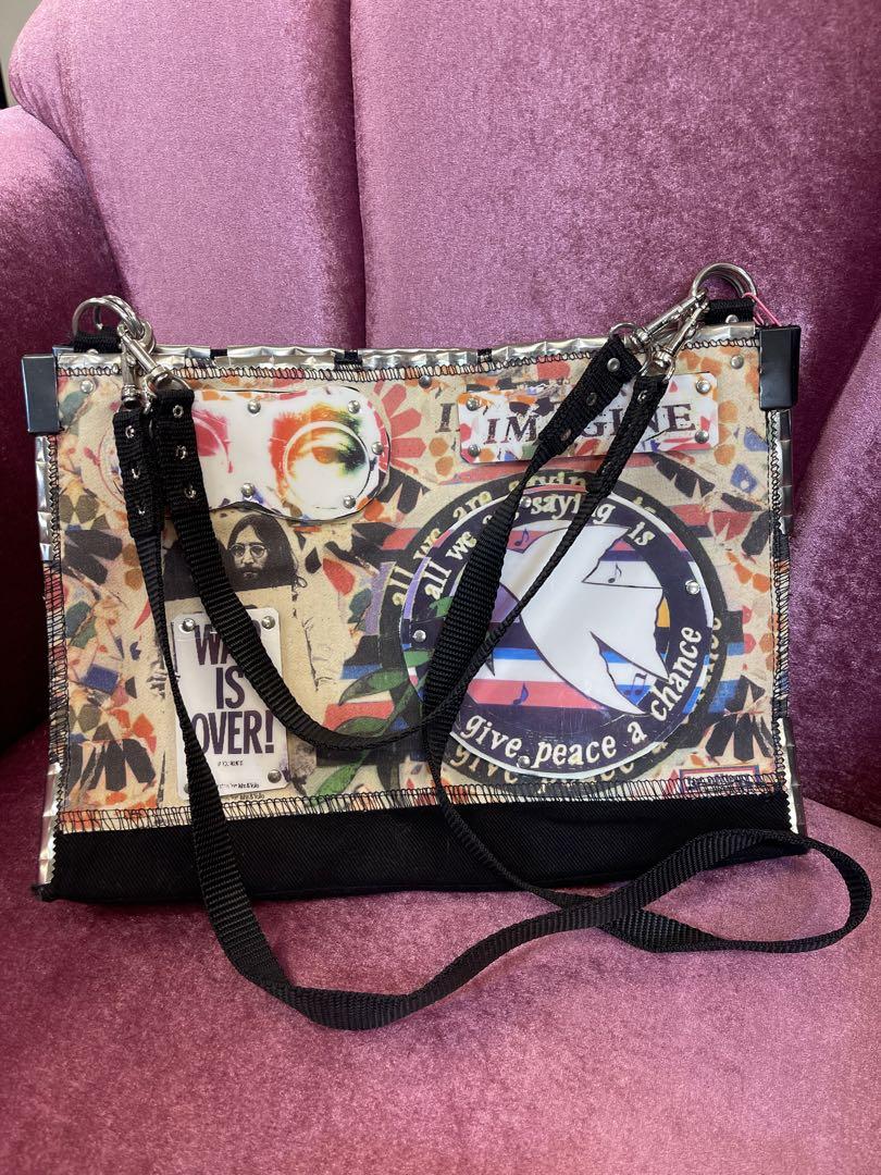 レア LAインポート ジョンレノン メッセージ アートデザイン ハンドバッグ