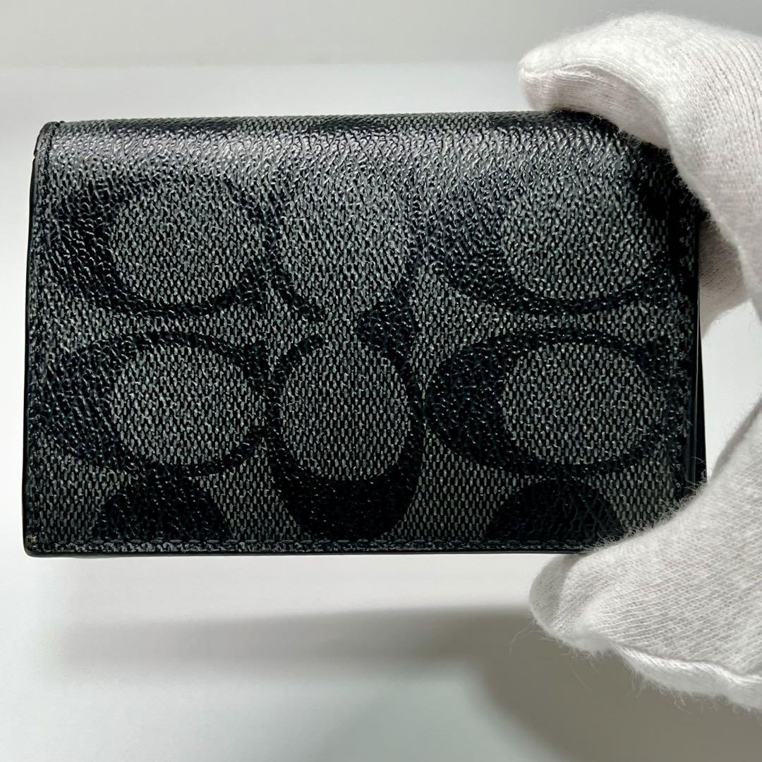 極美品　COACH コーチ　ブラック　シグネチャー　名刺入れ　カードケース