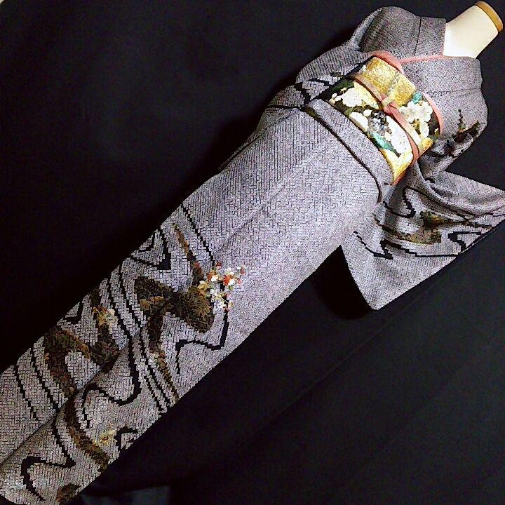 いたします 総絞り 伊達衿 セット 袋帯 絞り eJ5LA-m88549892409 刺繍 訪問着 黒 重ね衿 れなし
