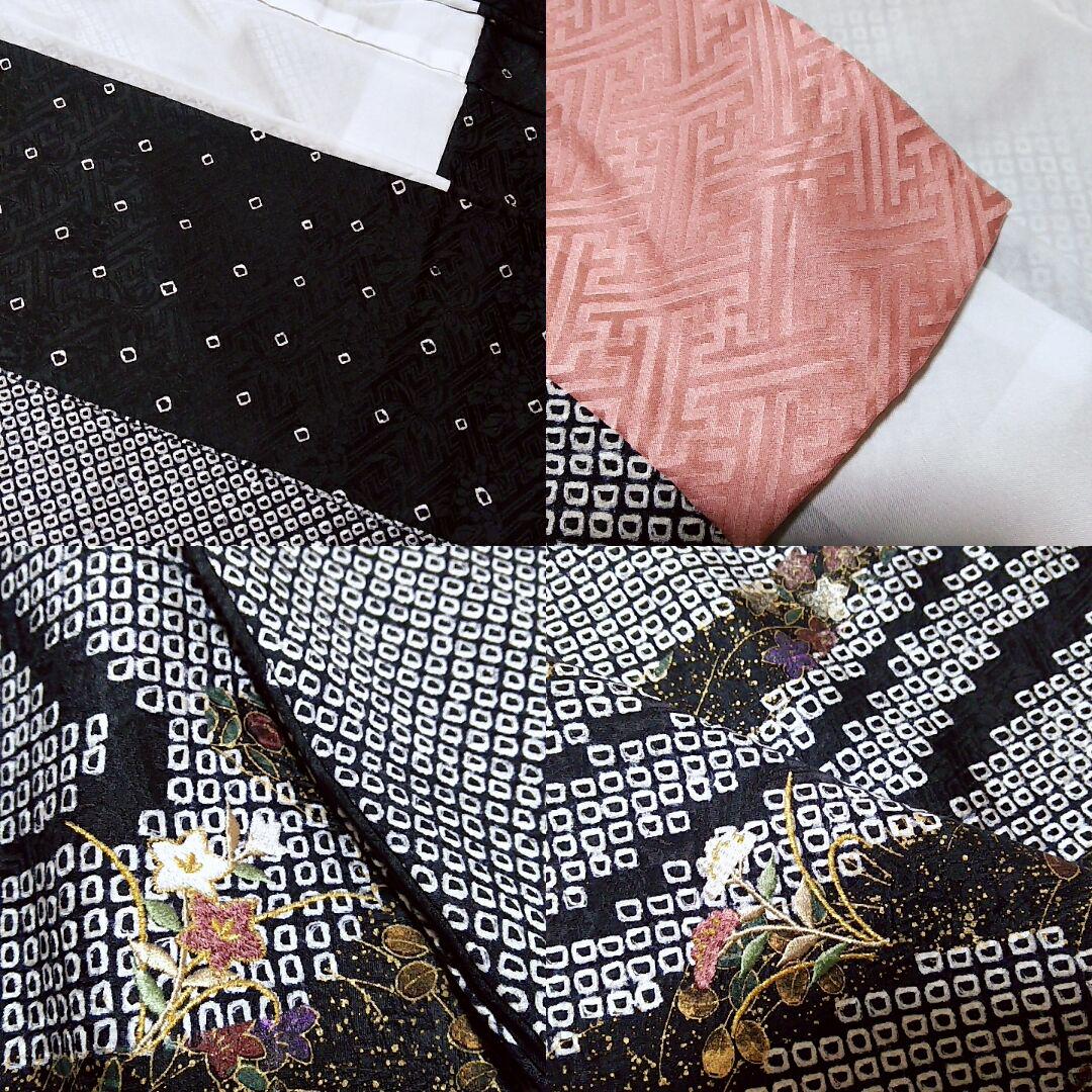 いたします 総絞り 伊達衿 セット 袋帯 絞り eJ5LA-m88549892409 刺繍 訪問着 黒 重ね衿 れなし