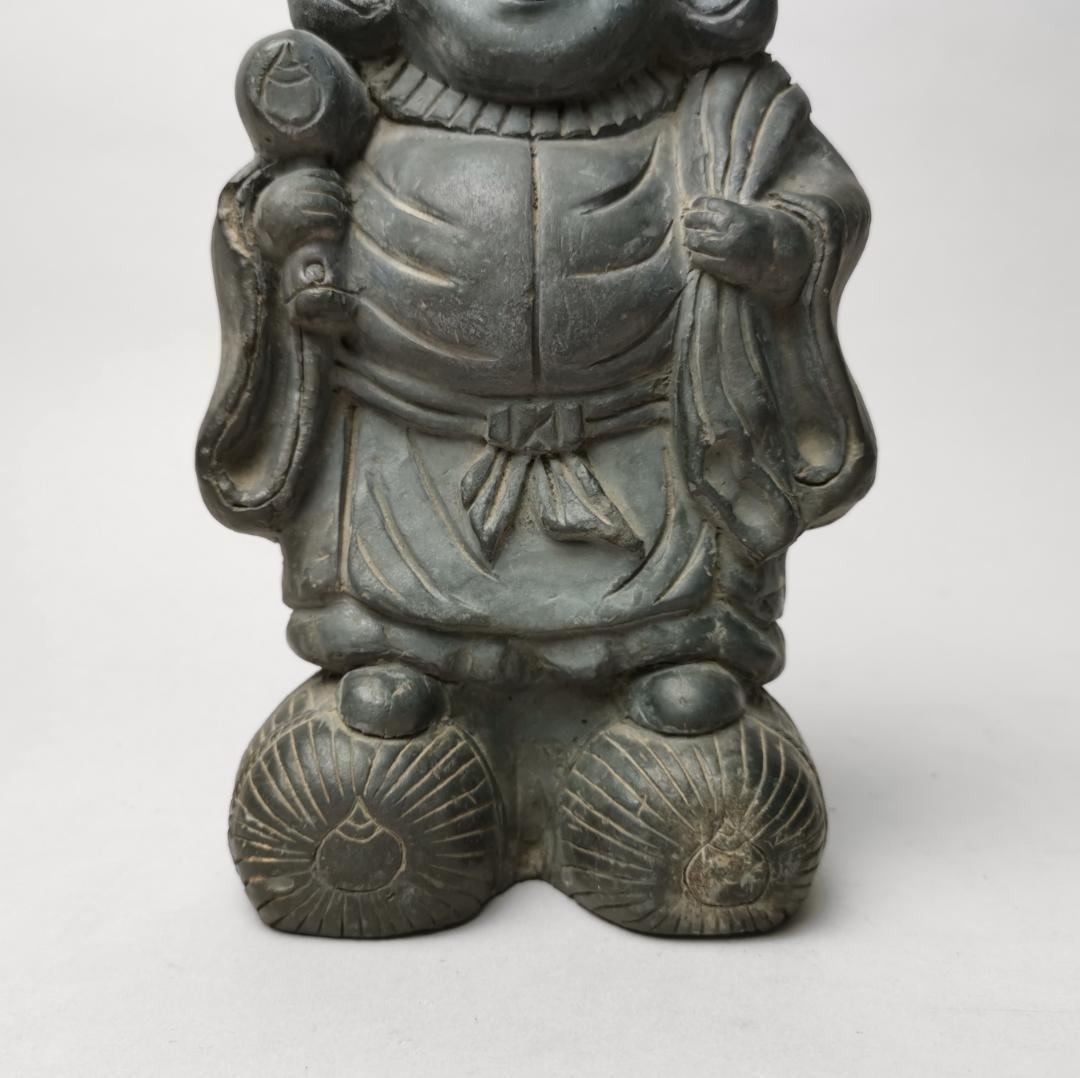 大黒天 鬼瓦 瓦 人形 七福神 恵比寿 大黒 骨董 古道具 時代物 アンティーク 彫刻/オブジェクト 