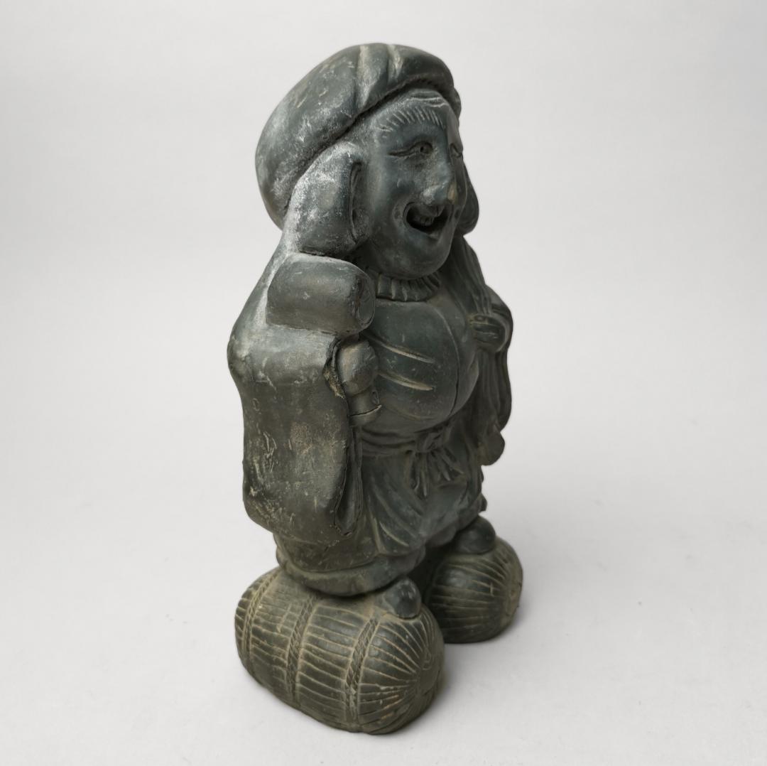 大黒天 鬼瓦 瓦 人形 七福神 恵比寿 大黒 骨董 古道具 時代物 アンティーク 彫刻/オブジェクト 