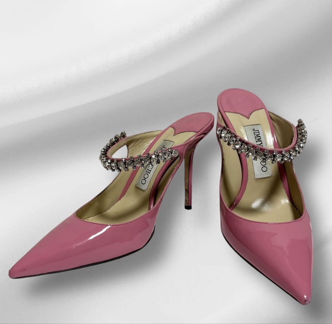 Jimmy Choo ジミーチュー ポインテッドトウ　パンプス24cm ジミー チュウ ボタン付き Black スエード・ポインテッド トゥ
