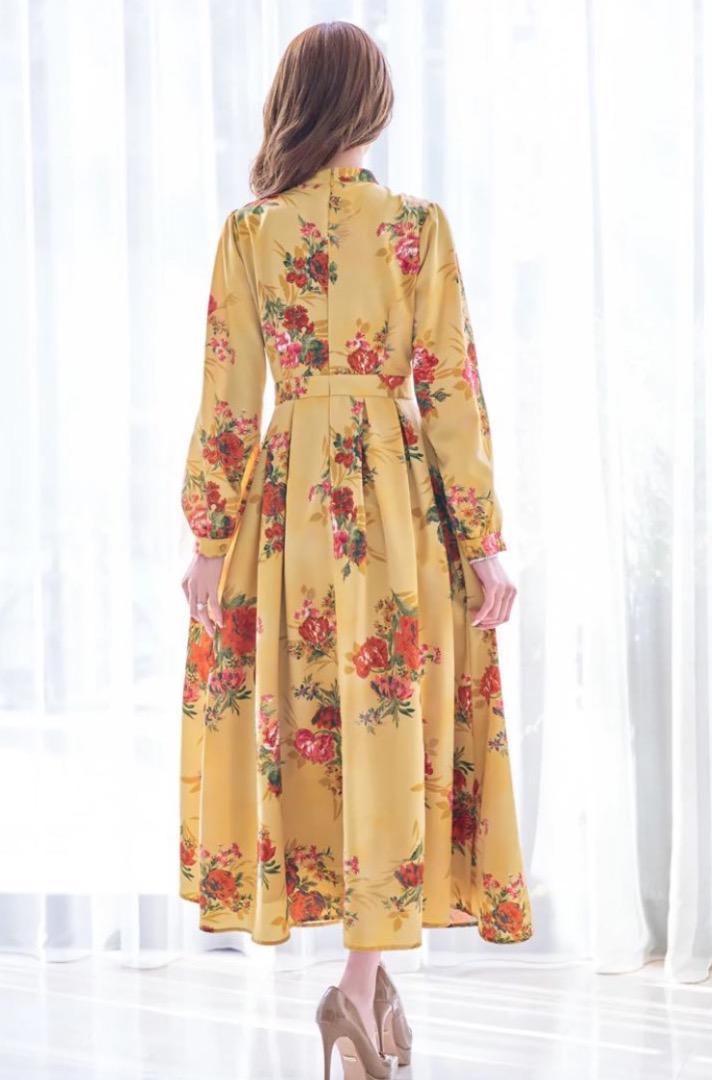 【価格交渉OK】花柄イエローマキシドレス
