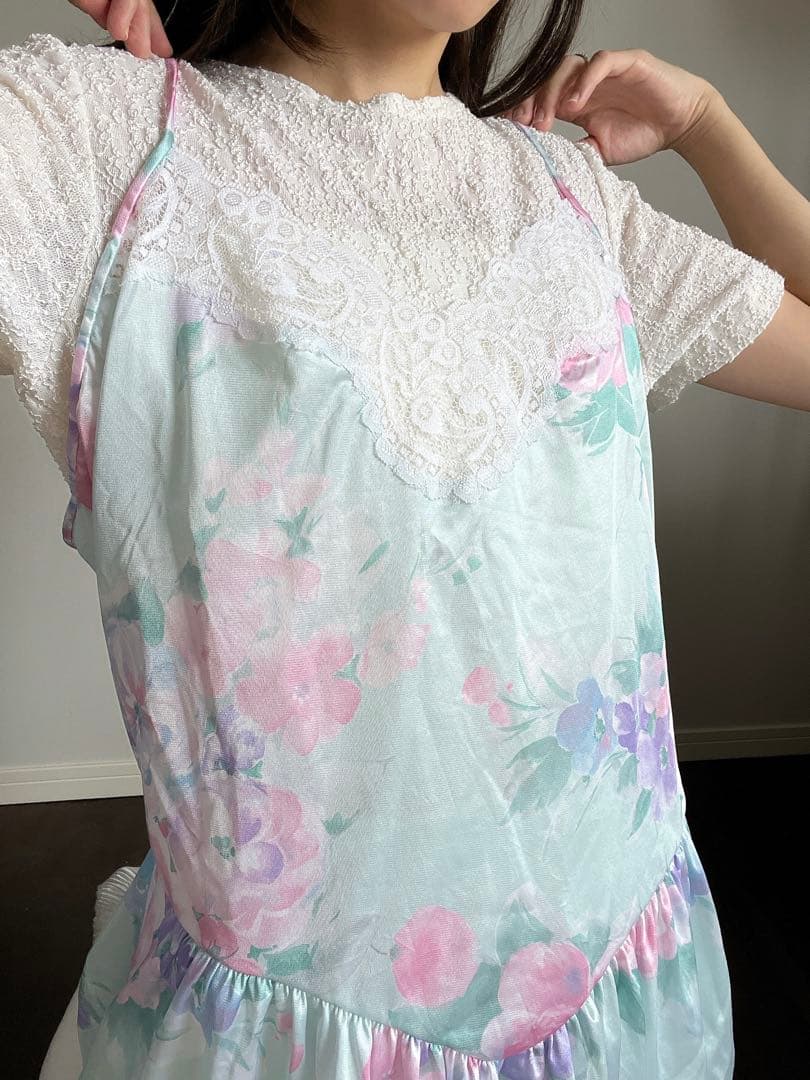 春服 USA製 バレエコア キャミソール ビスチェ ランジェリー 花柄 古着 春服 USA製 バレエコア キャミソール ビスチェ ランジェリー 花柄 古着