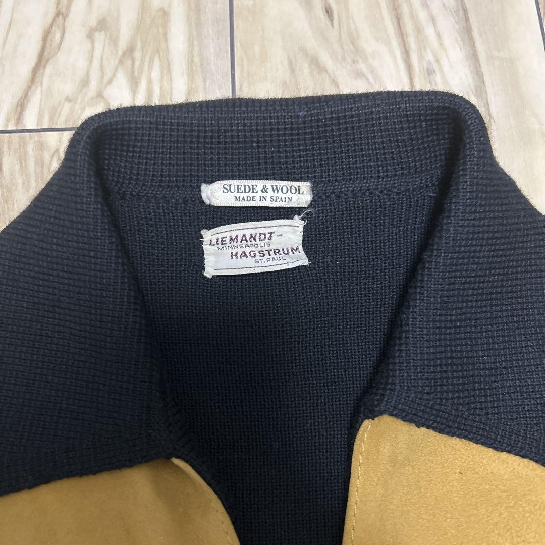 値下げしました！【中古品】古着 ニットカーディガン レザー