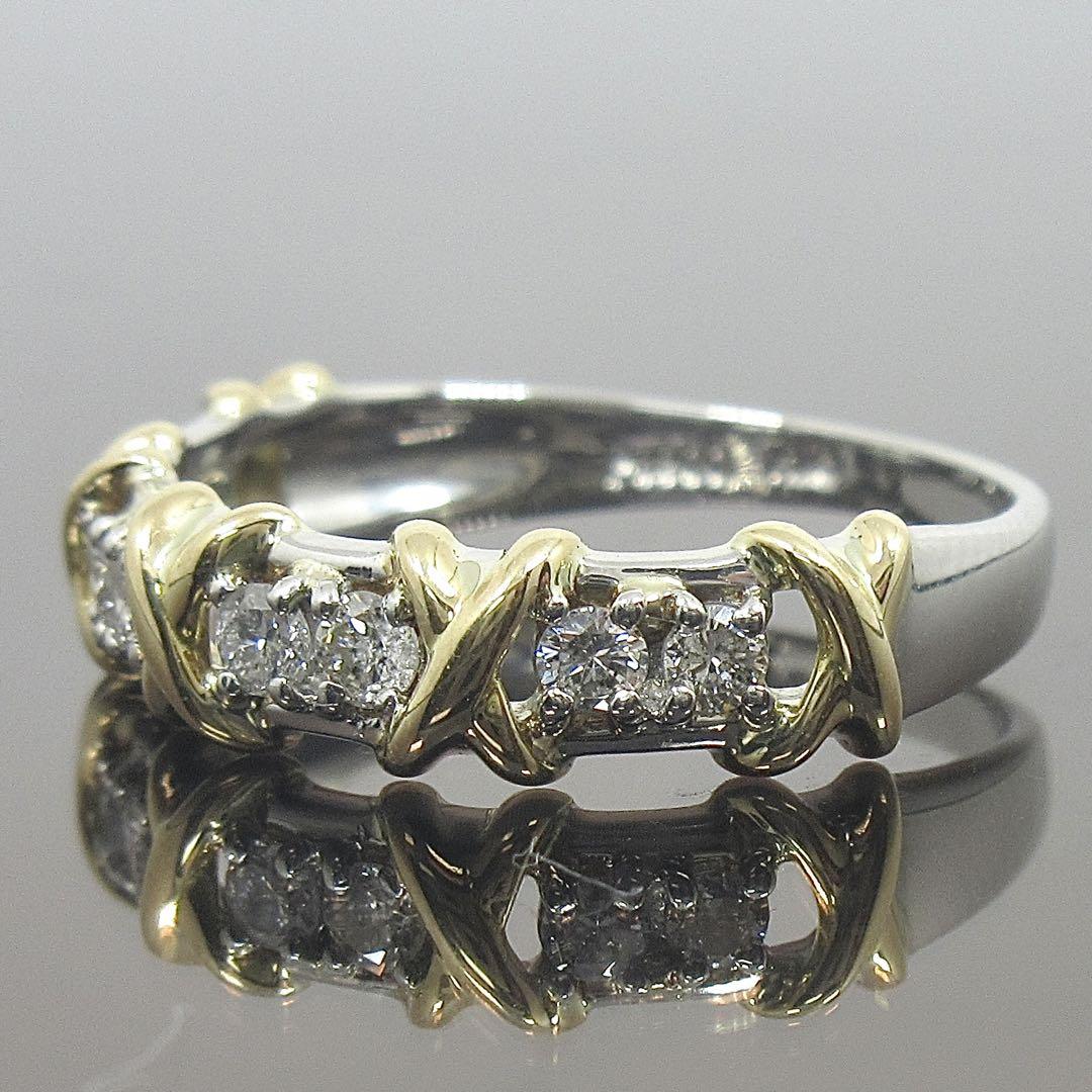 ダイヤ リング Pt900/K18 コンビ D0.30ct ダイヤモンド 指輪