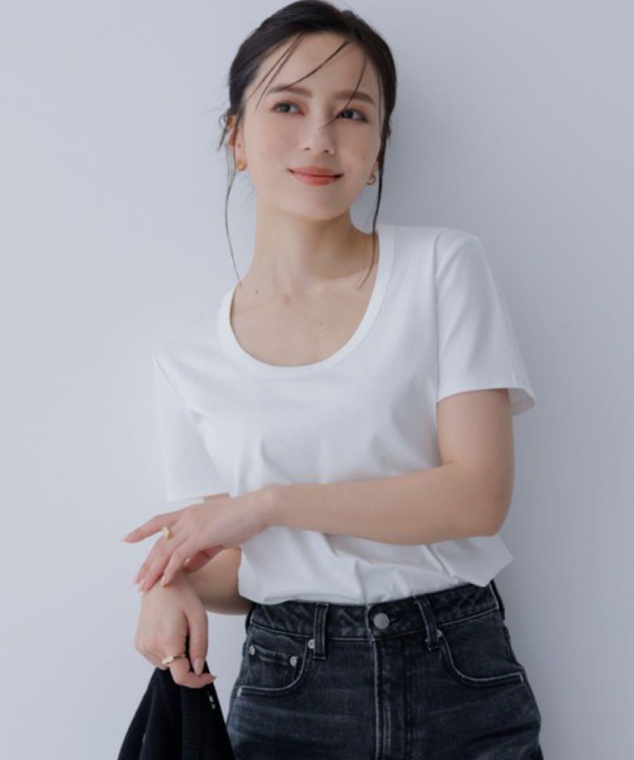 【売り切り目標】anuans シルクタッチコットンUネックT