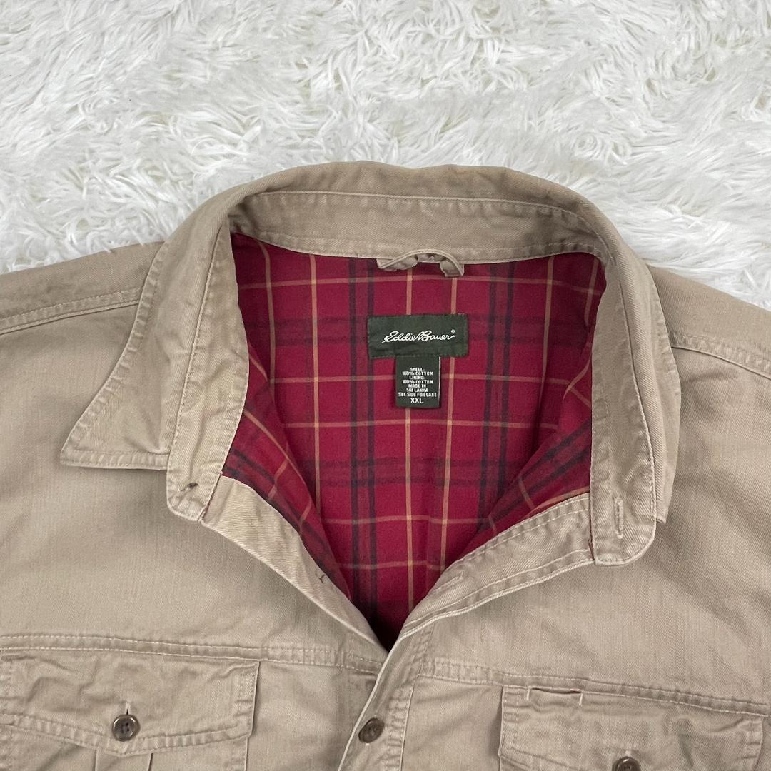 XXL☆Eddie Bauer／エディーバウアー 裏チェック シャツ ジャケット