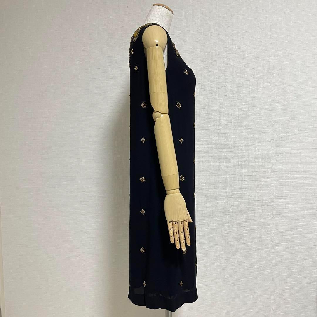 グレースコンチネンタル◎チェーン刺繍 オリエンタル ジョーゼットワンピース