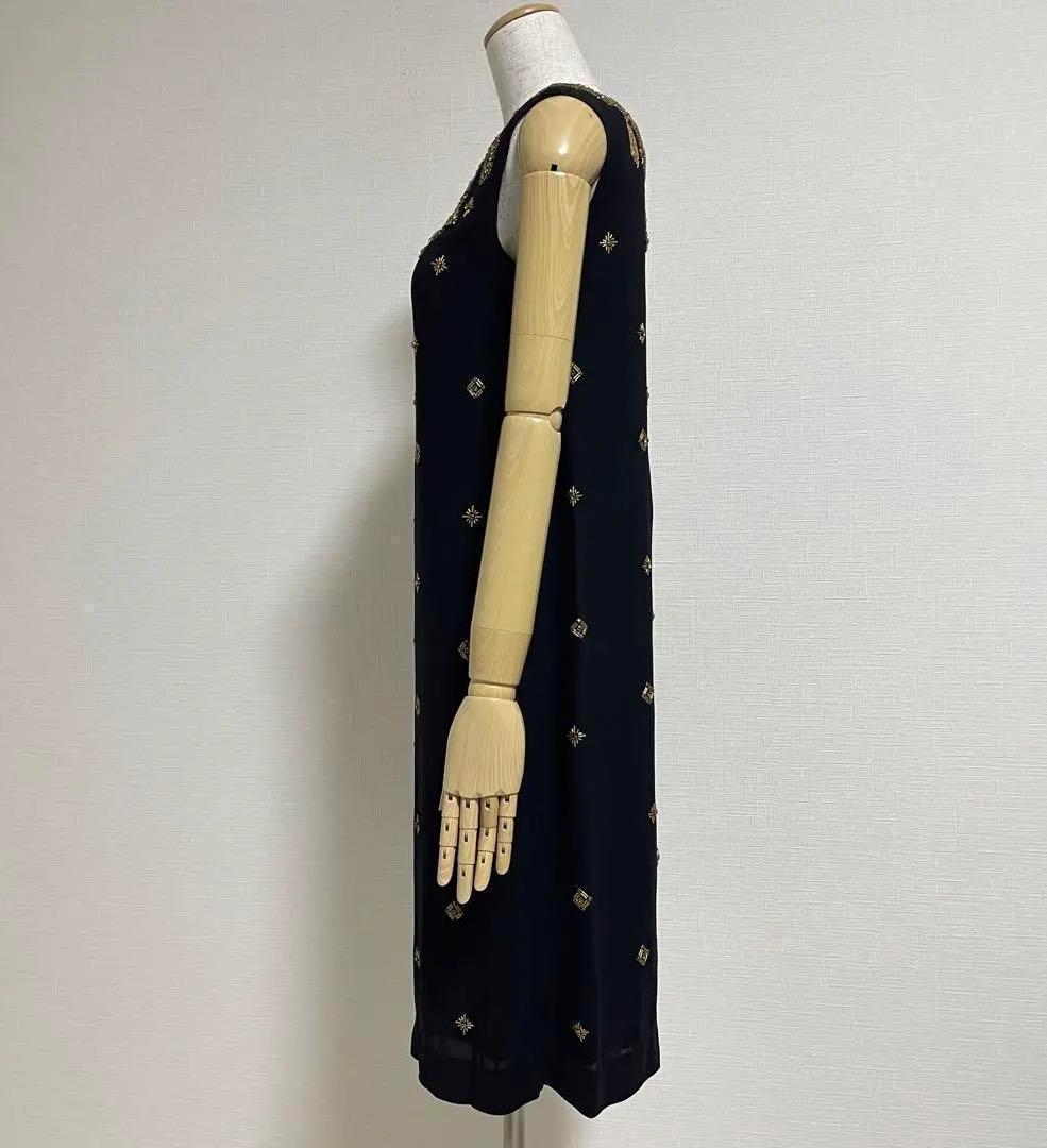 グレースコンチネンタル◎チェーン刺繍 オリエンタル ジョーゼットワンピース