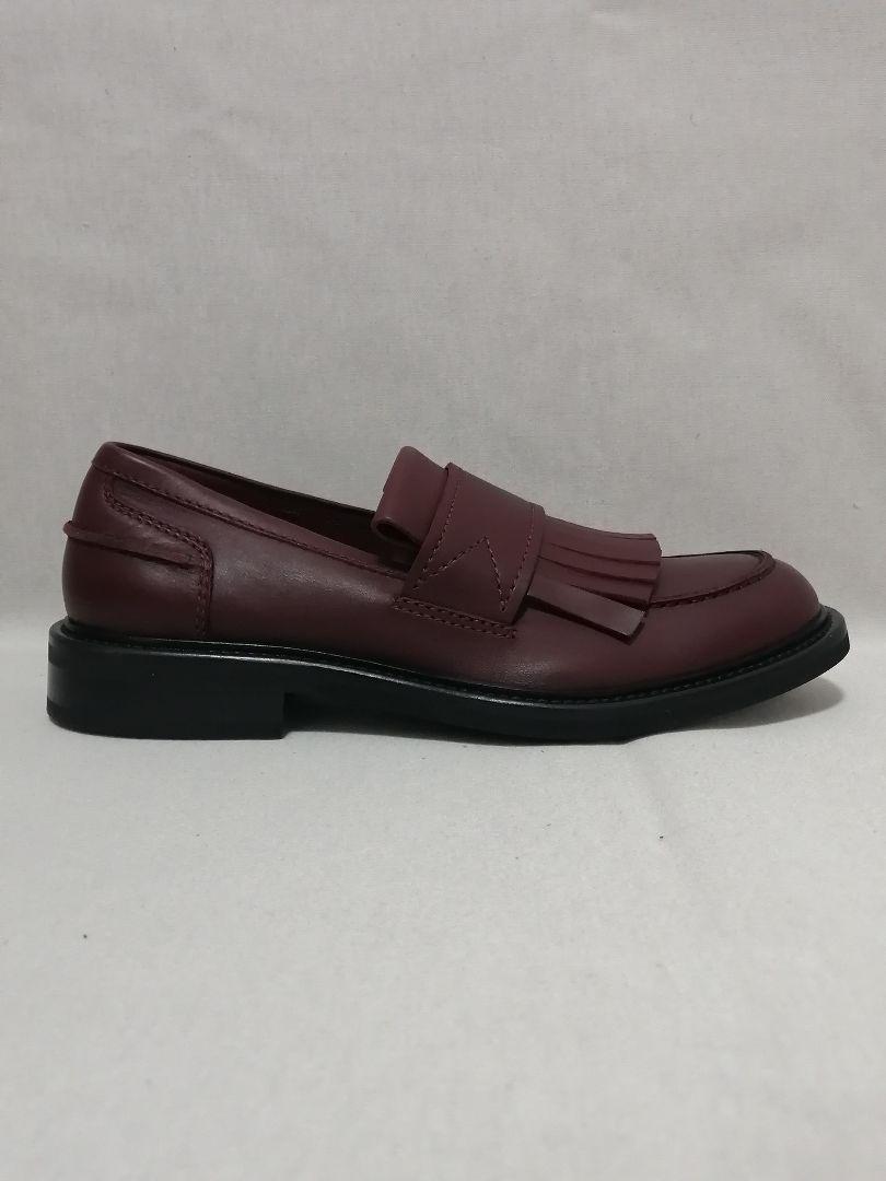 ♂新品・ローファー【BOTTEGA VENETA】赤紫　レザー　フリンジ　46