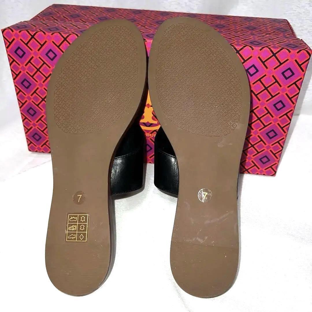 新品未使用】箱付き TORY BURCH サンダル 黒 7サイズ 24.0