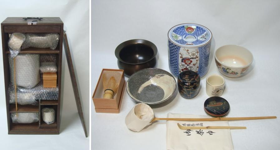 京焼『幹山伝七作』 色替花弁形盃及び盃台☆ぐい呑み 煎茶碗煎茶