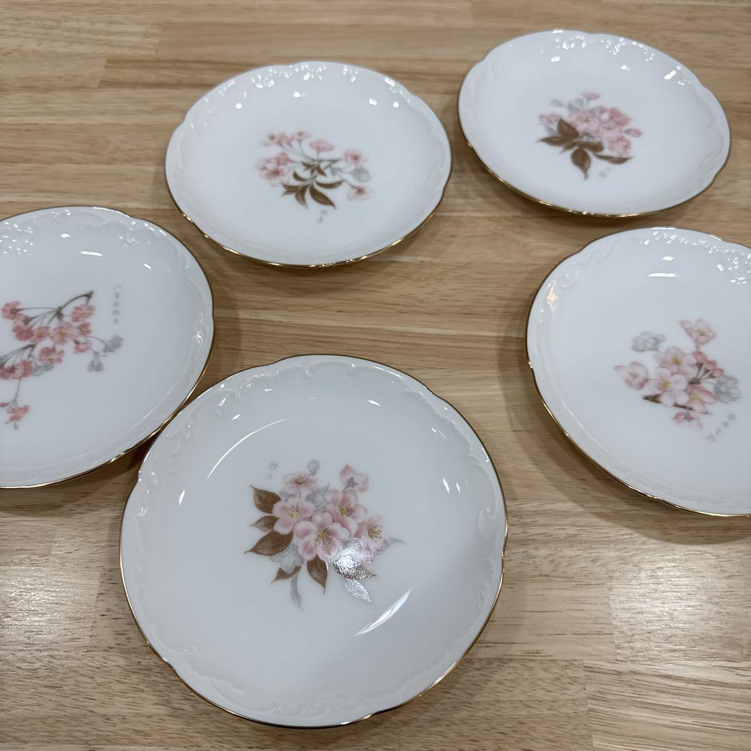 大倉陶園 廃盤　絵変わり桜文　 銘々皿5枚
