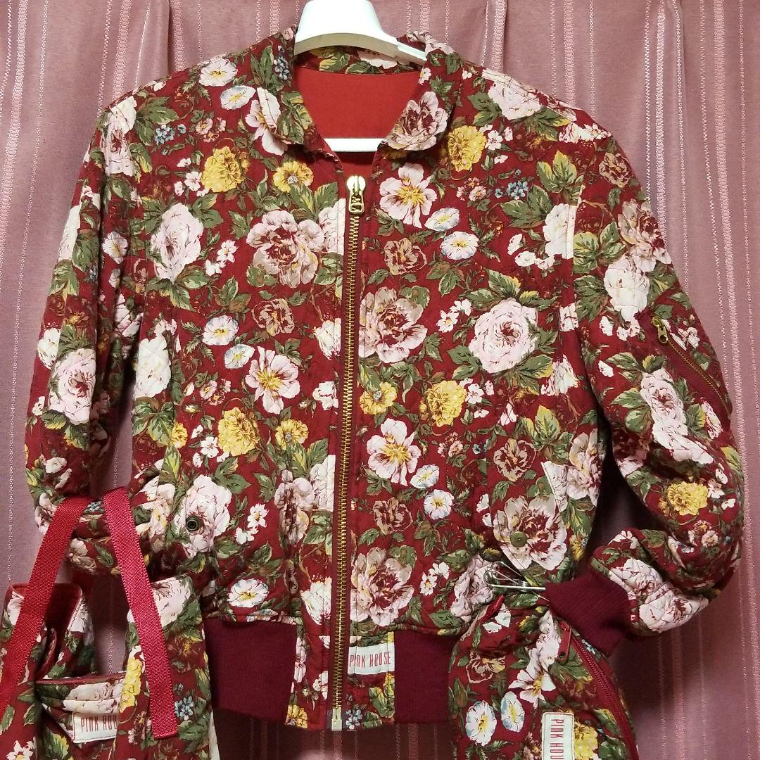 ルカリ PINKHOUSE セット 薔薇 花柄 赤 UMSZf-m88608098588 ブルゾン バケツバッグ ポーチ にもオスス