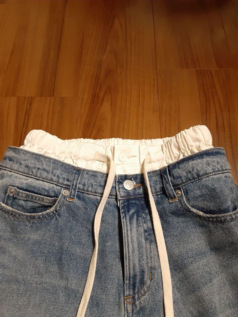 トゥデイフル　レイヤードウエストデニムパンツ　23インチ