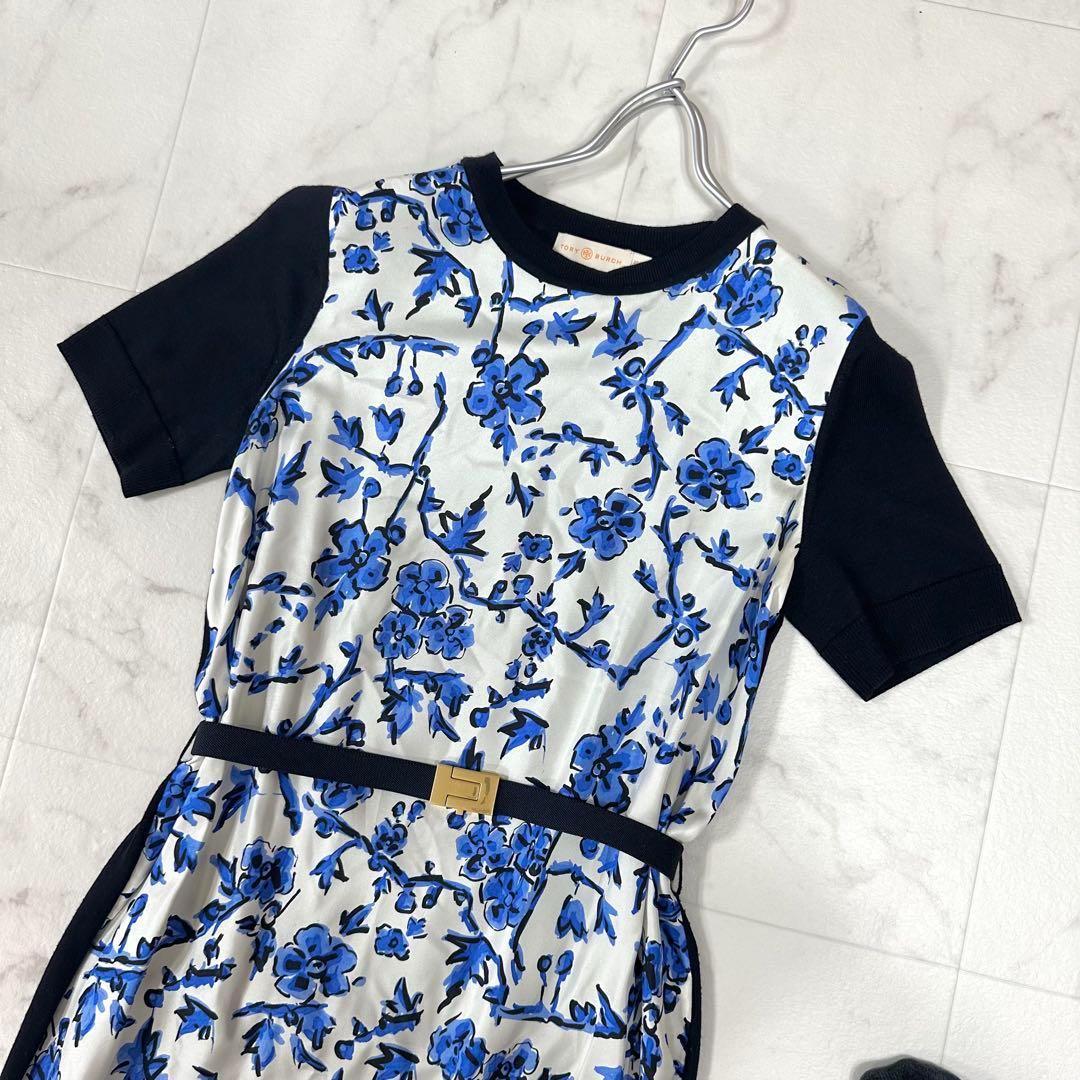 TORY BURCH トリーバーチ 総柄ワンピース ブルー サイズ：4