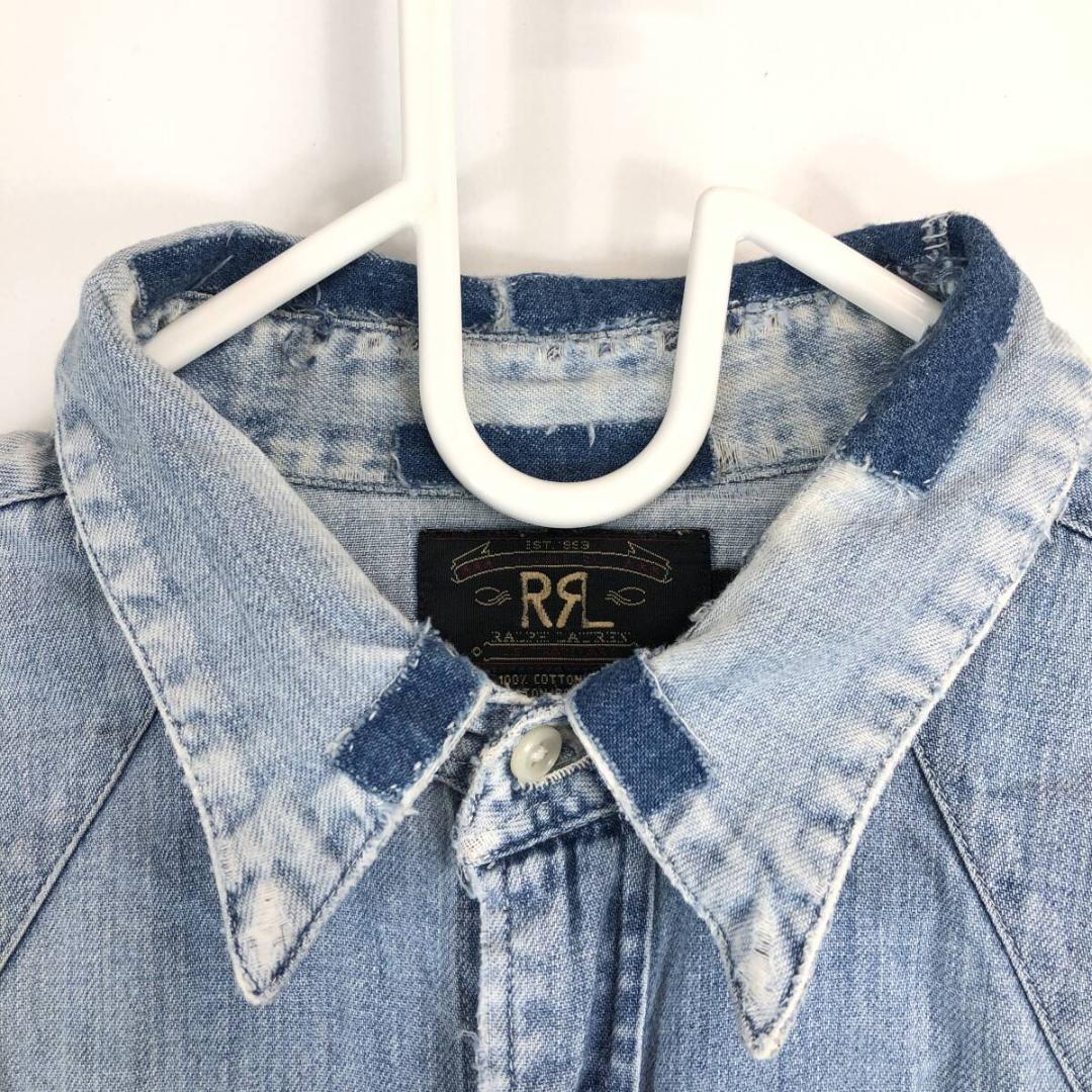 RRL ダブルアールエル ラルフローレン デニムウエスタンシャツ 使用感大