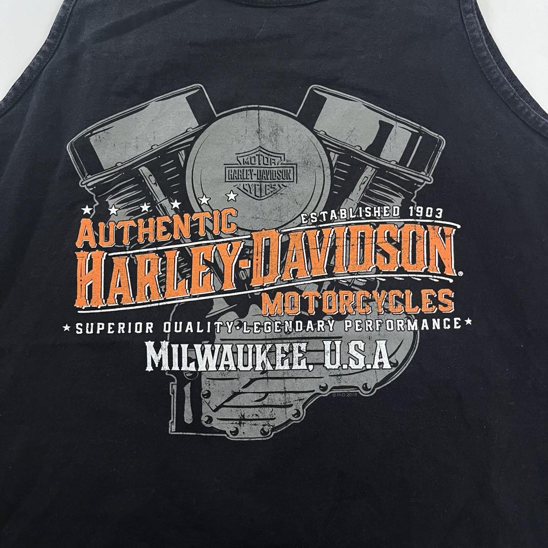 【大人気】 ハーレーダビッドソン  タンクトップ　USA製　両面デザイン　古着 Harley Davidson - 【USA製】ハーレーダビッドソン／タンク