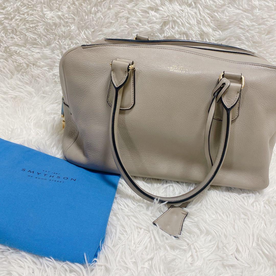 スマイソン SMYTHSON レザー ボストンバッグ 鞄 南京錠鍵付き