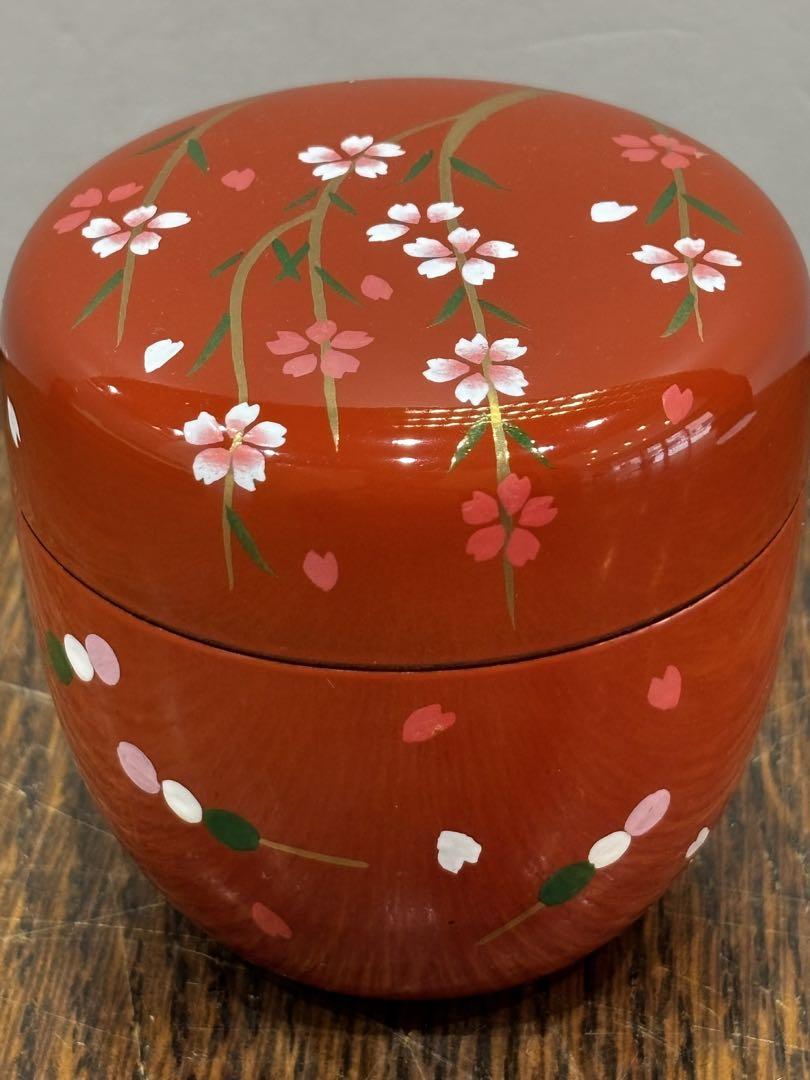茶道具 花見団子蒔絵 朱中棗 棗 合成樹脂 紙箱 5,395円