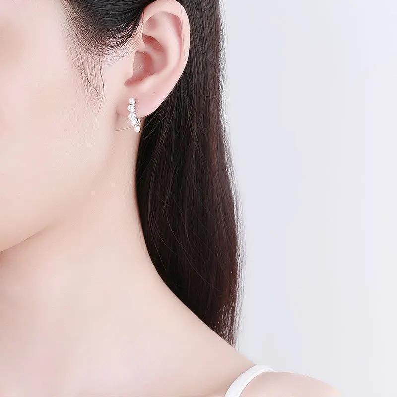 p275b【揺れる✧】極小パールリングピアス シルバー 上品 結婚式