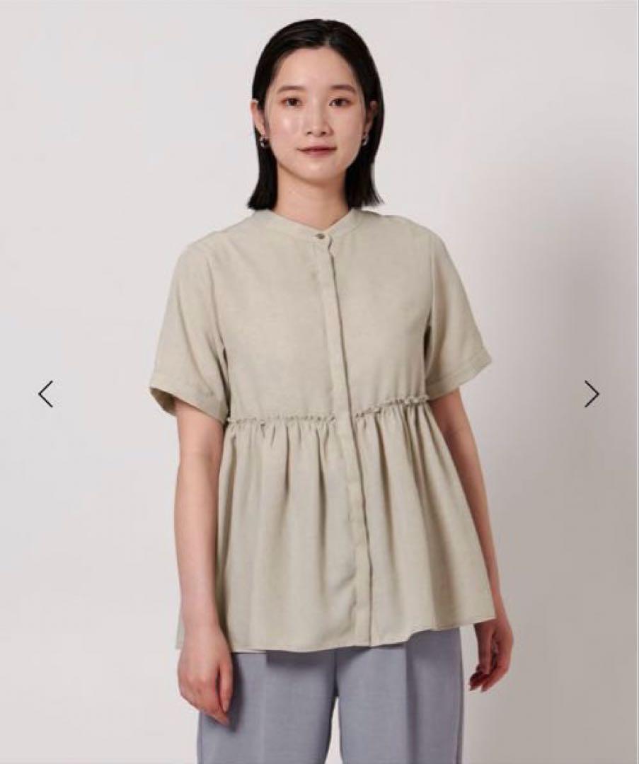 新品未使用 リネンライク ペプラムブラウス