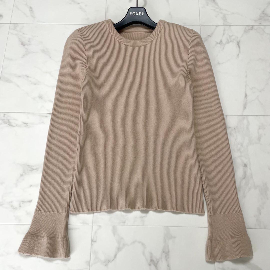 人気商品✨フォクシー カシミヤ リブニットプルオーバー ピンクベージュ 38 人気商品✨フォクシー カシミヤ リブニットプルオーバー ピンク