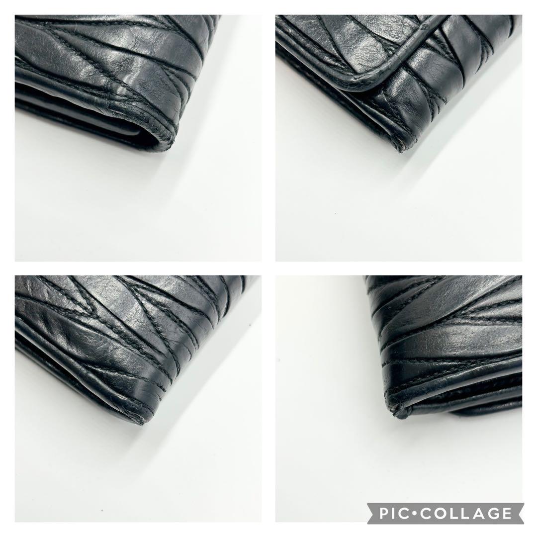 ミュウミュウ　長財布　ロングウォレット　マテラッセ　黒　ゴールド金具