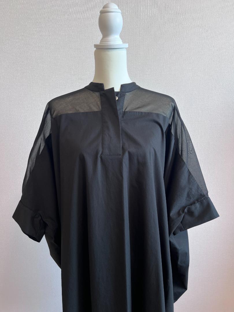 5月23日まで掲載　【美品】シースルーロングコットンシャツ　ブラック 7,225円