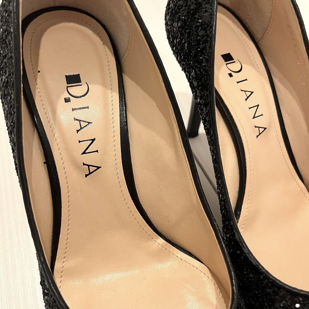 DIANA 黒 グリッター ハイヒール