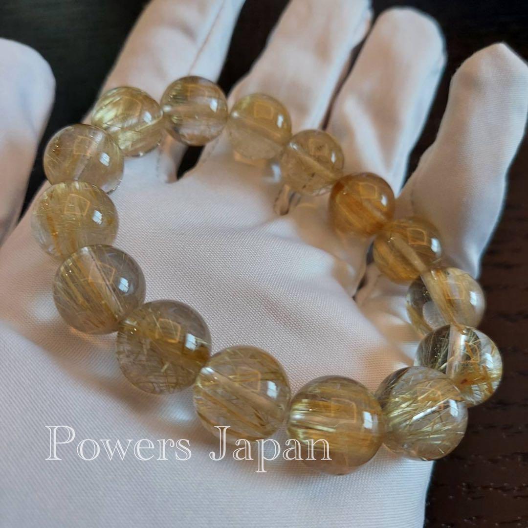 ワンピなど最旬ア！ ルチルクォーツ ブレスレット 数珠 針水晶 開運 数珠入れ付き アクセサリー