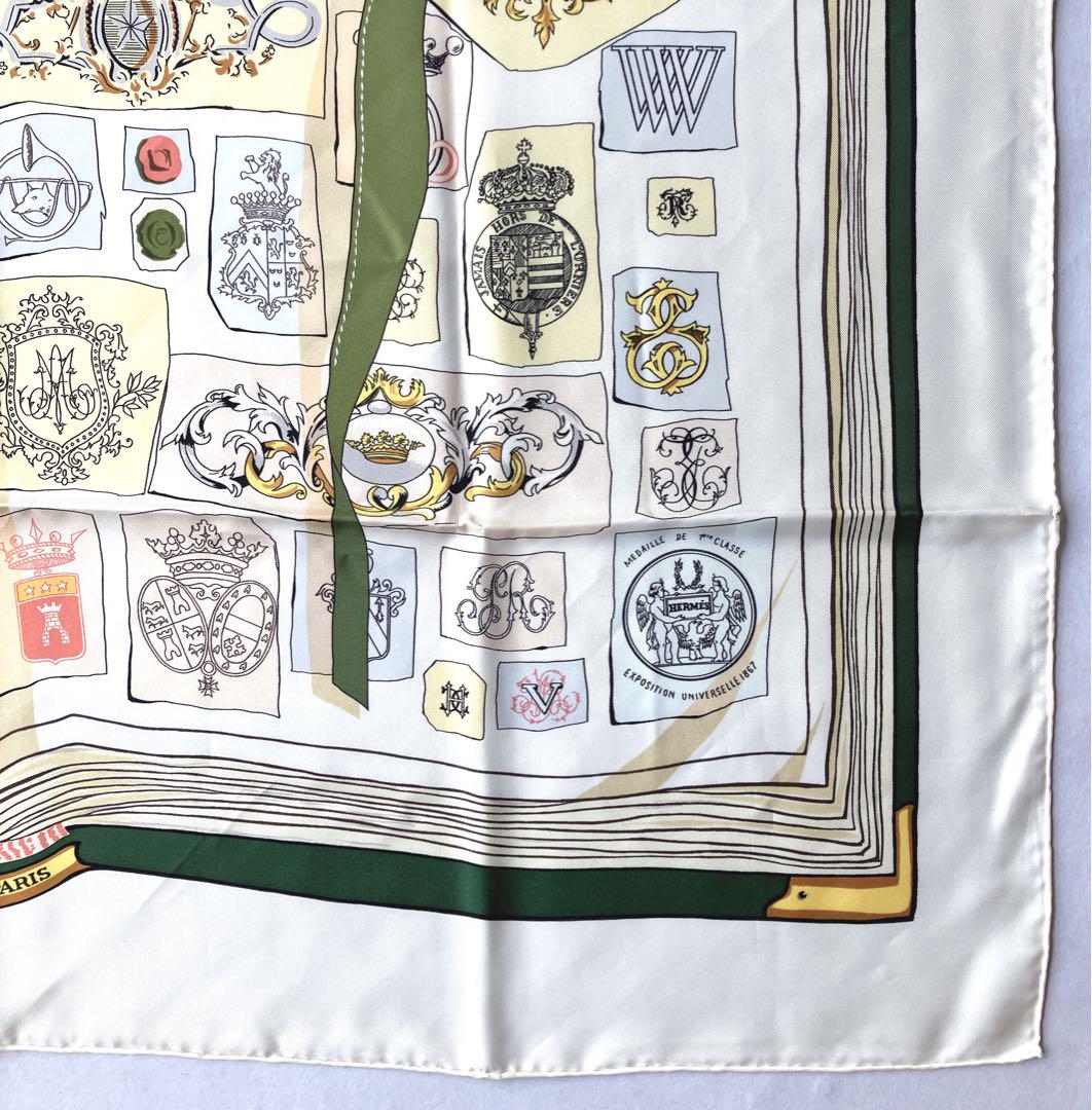 D　HERMES エルメス カレ90 図面や記号 スカーフ　シルク