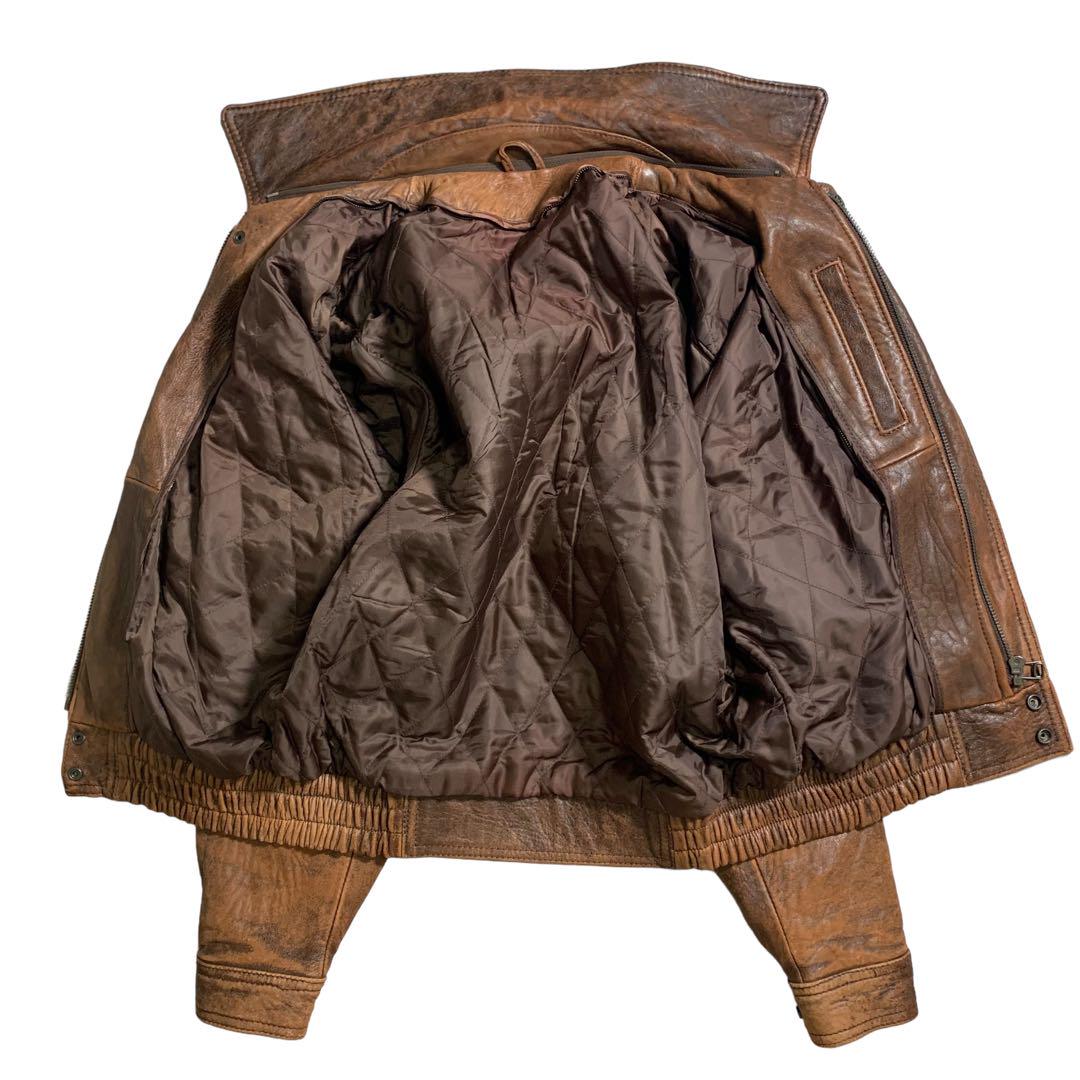 ジャケット・アウター 80s short real leather bomber  jacket N4