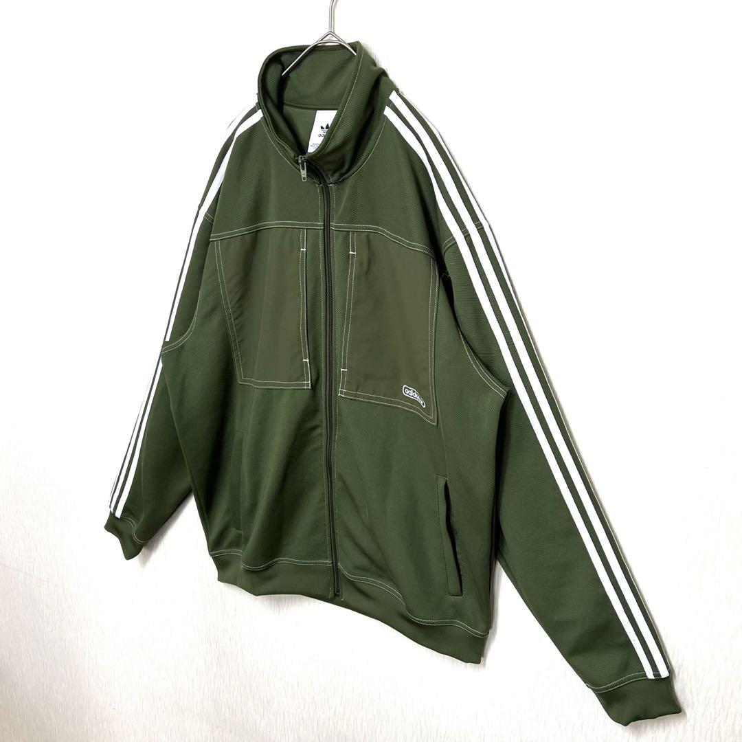 ◯【希少デザイン】adidas トラックジャケット カーキ 2XO 刺繍 古着