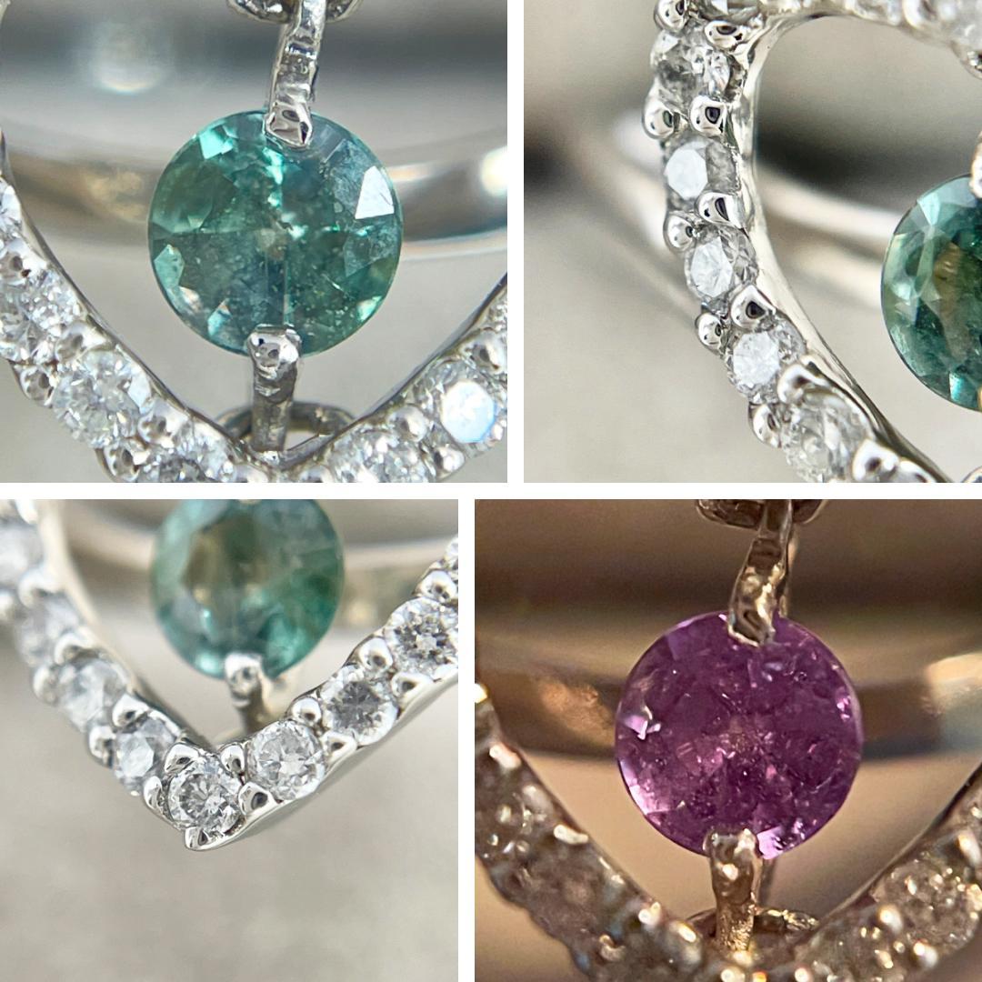 K18WG 天然アレキサンドライト 0.11ct ダイヤ 0.10ct リング 画像6
