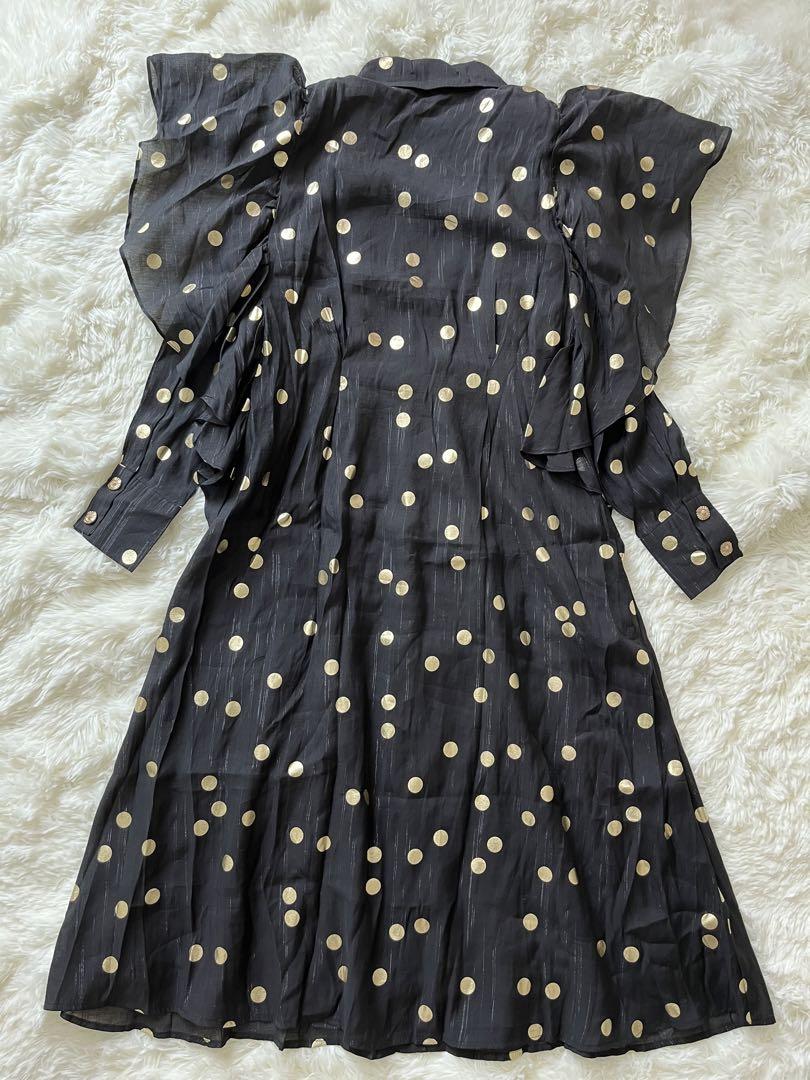 Sister Jane ベイ ドット柄 マキシ ドレス sister jane シスタージェーン ドット柄ワンピース ドレス フリル袖