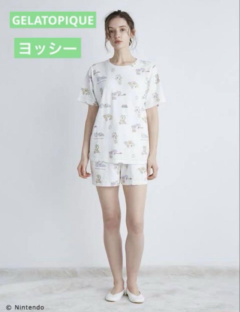 ジェラートピケ　マリオ　レディース　ヨッシー柄Tシャツ＆ショートパンツセット