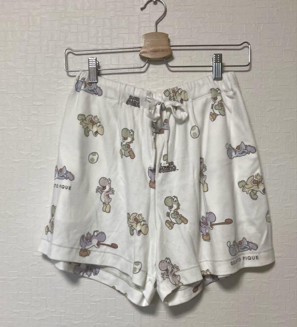 ジェラートピケ　マリオ　レディース　ヨッシー柄Tシャツ＆ショートパンツセット