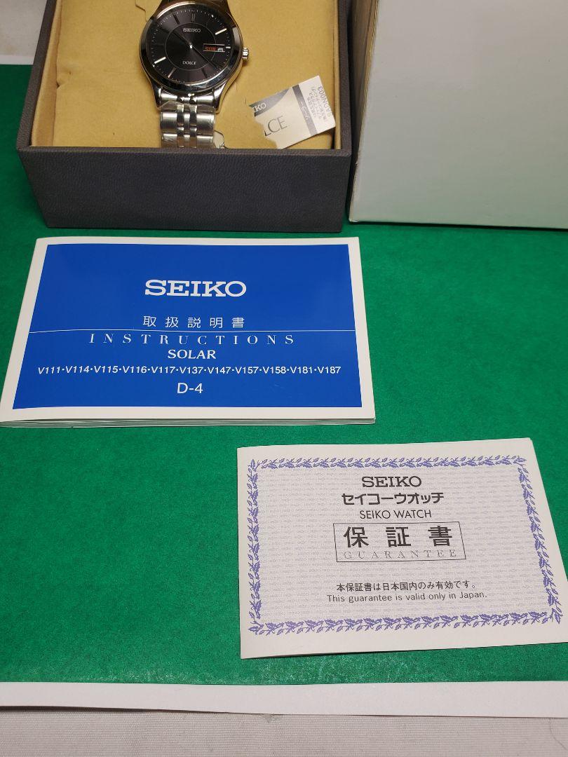 保管品 未使用 SEIKO DOLCE ソーラー V158 腕時計 元箱入取説付