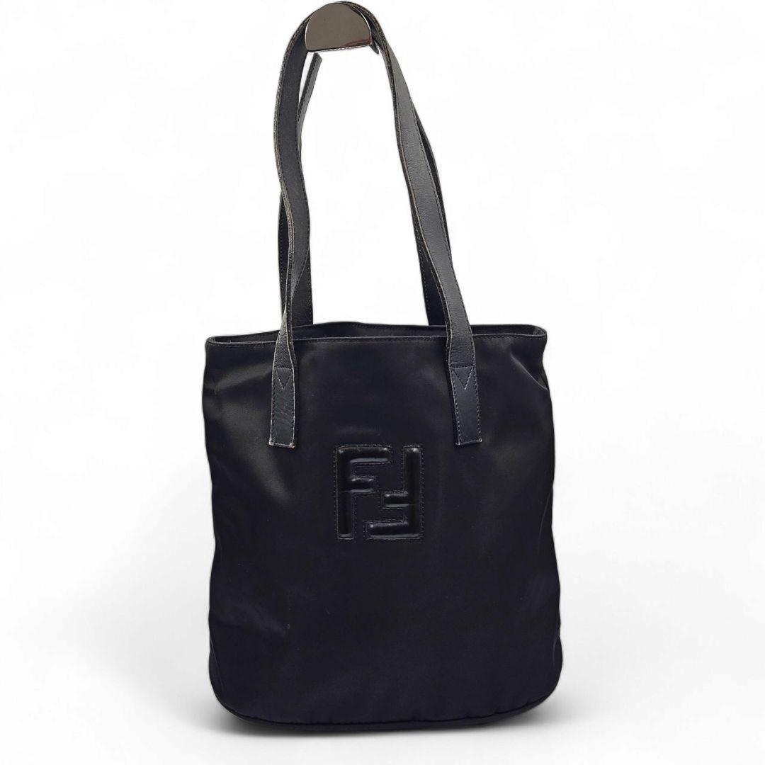良品　フェンディ　トートバッグ　ワンショルダー　バケツバッグ　FFズッカ　黒