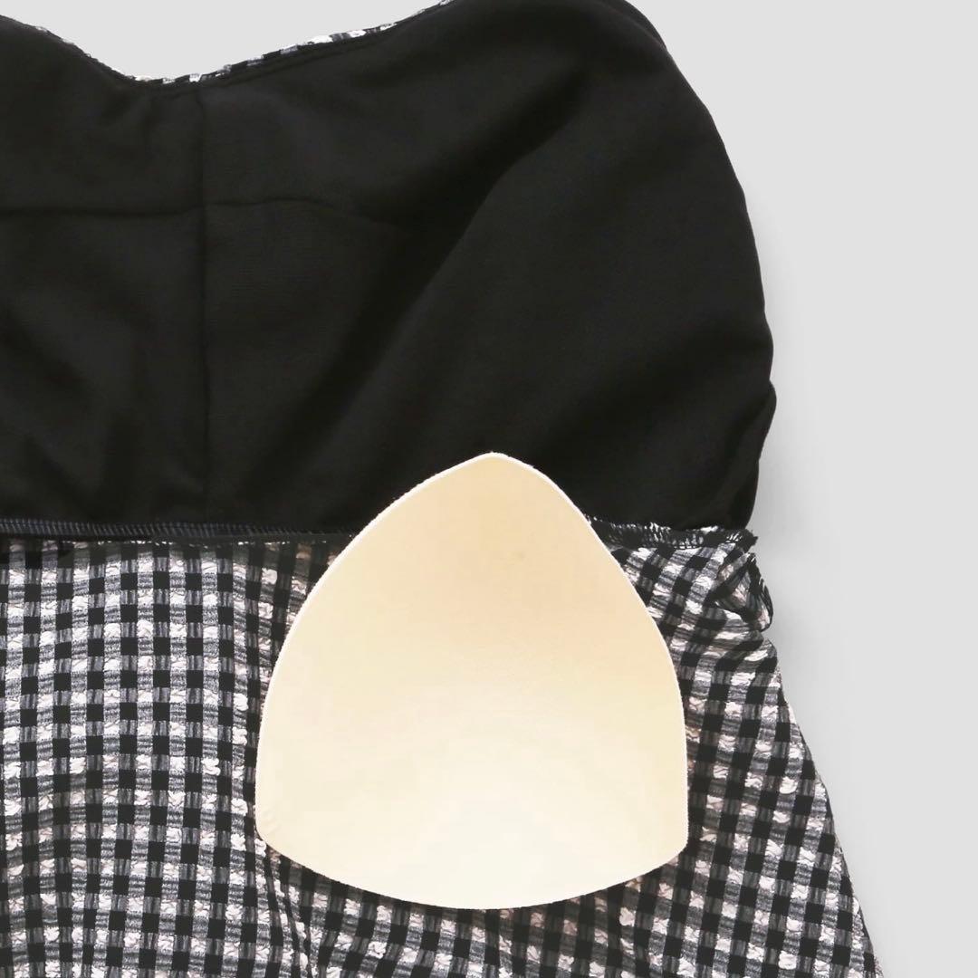 ペプラム無地/チェック3点セット水着【Beach Queen(ビーチクイーン)】 ペプラム無地/チェック3点セット水着【Beach Queen(ビーチクイーン)】