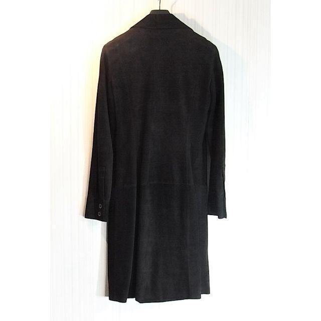 size42☆良品☆ロエベ スエードレザー製チェスターコート ブラック